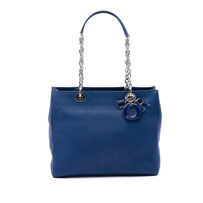 Dior Medium Calfskin Cannage Ultradior Tote Blue Leather Very good condition - Front View
