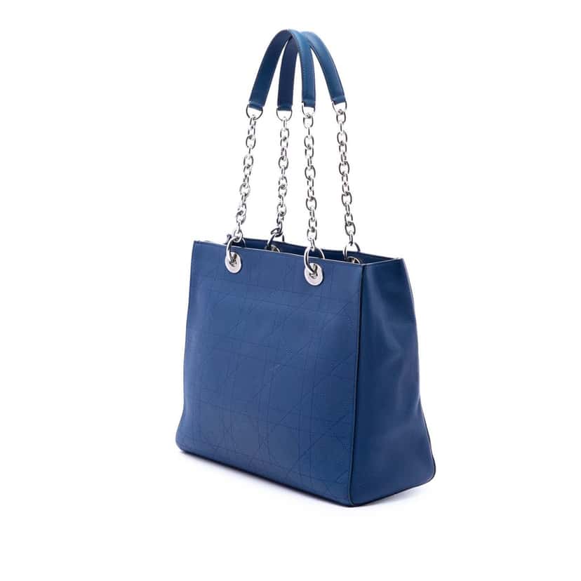 Dior Medium Calfskin Cannage Ultradior Tote Blue Leather Very good condition - Back View
