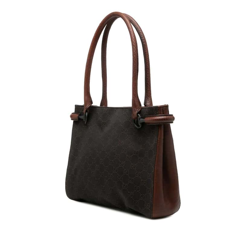 Gucci GG Denim Shoulder Bag Brown Very good condition - Back View