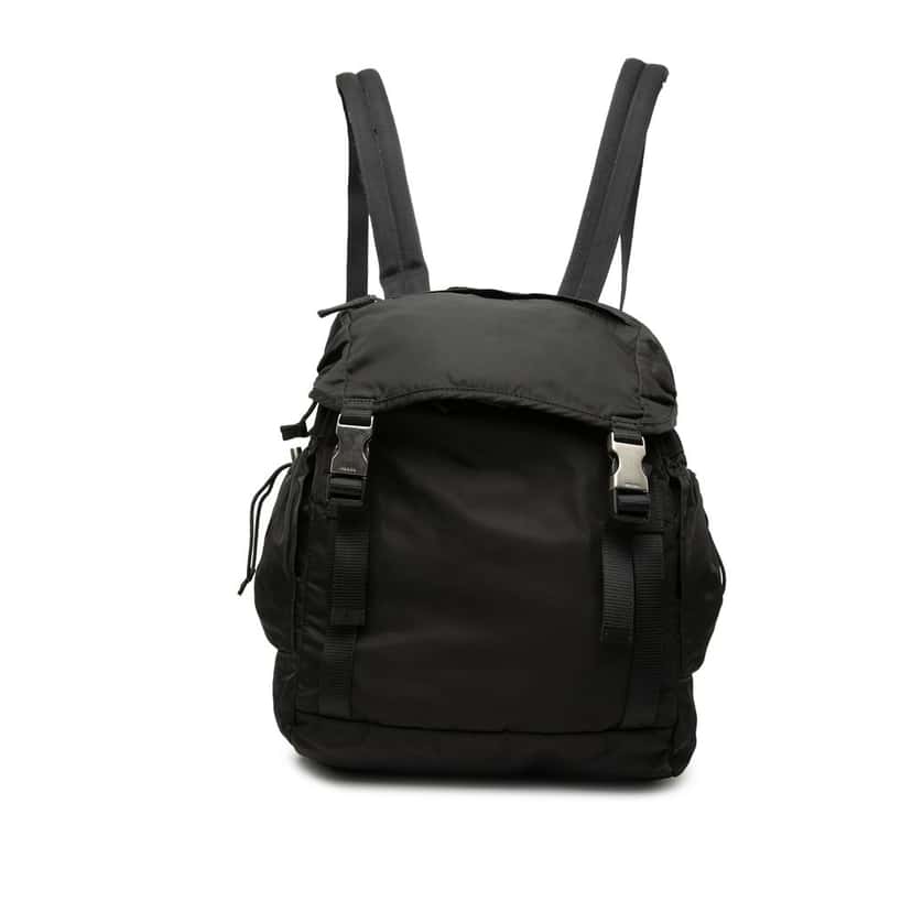 Prada Tessuto Montagna Double Buckle Backpack Black Very good condition - Front View