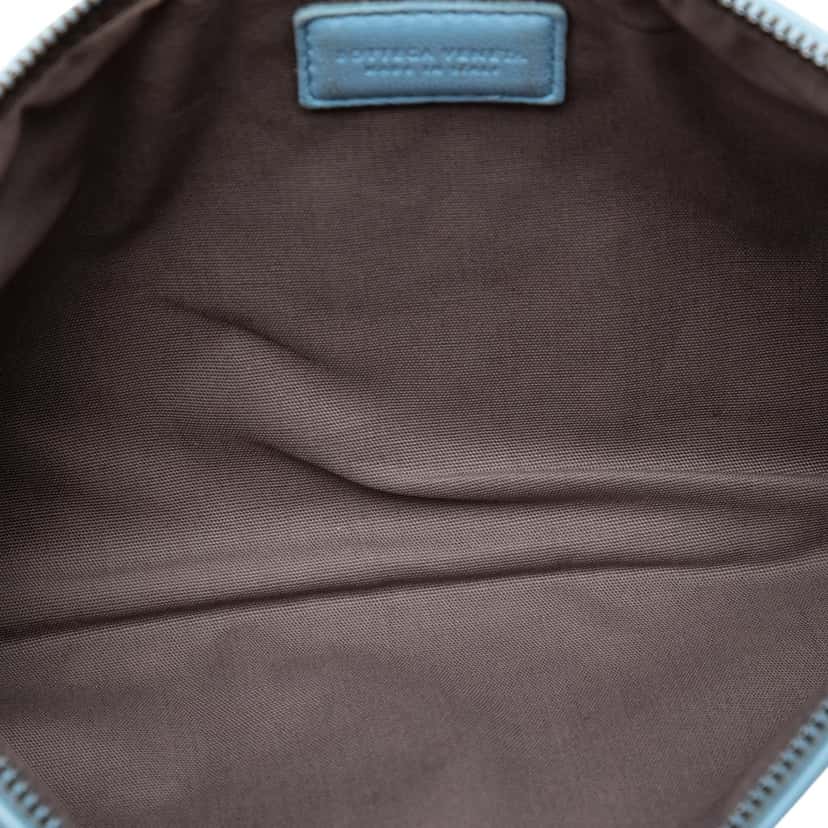 Bottega Veneta Small Nappa Intrecciato Zip Pouch Blue Leather Very good condition - Model View