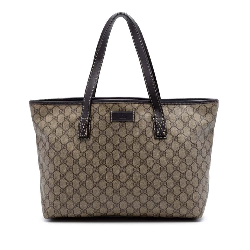 Gucci Medium GG Supreme Zippered Tote Beige Very good condition - Front View