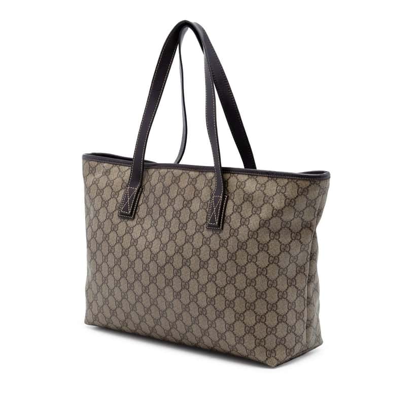 Gucci Medium GG Supreme Zippered Tote Beige Very good condition - Back View