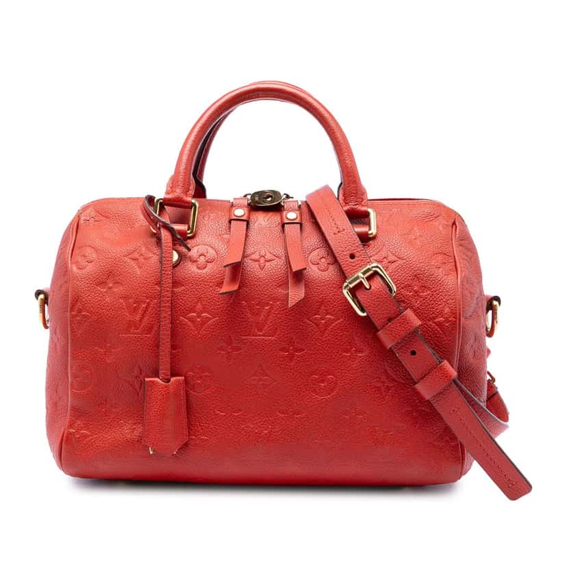 Louis Vuitton Monogram Empreinte Speedy Bandouliere 25 Red Leather Good condition - Front View