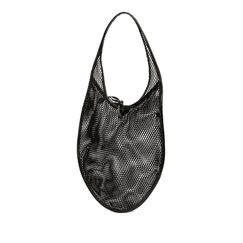 ALAÏA Patent Trimmed Mesh Fishnet Hobo Black Very good condition - Back View