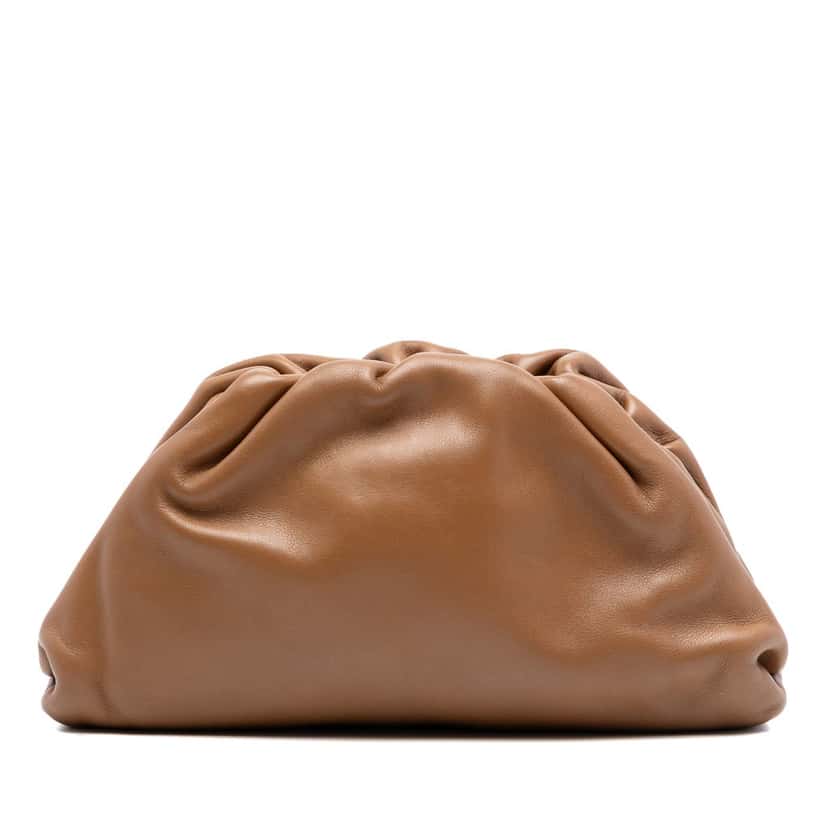 Bottega Veneta Lambskin The Pouch Brown Leather Very good condition - Front View
