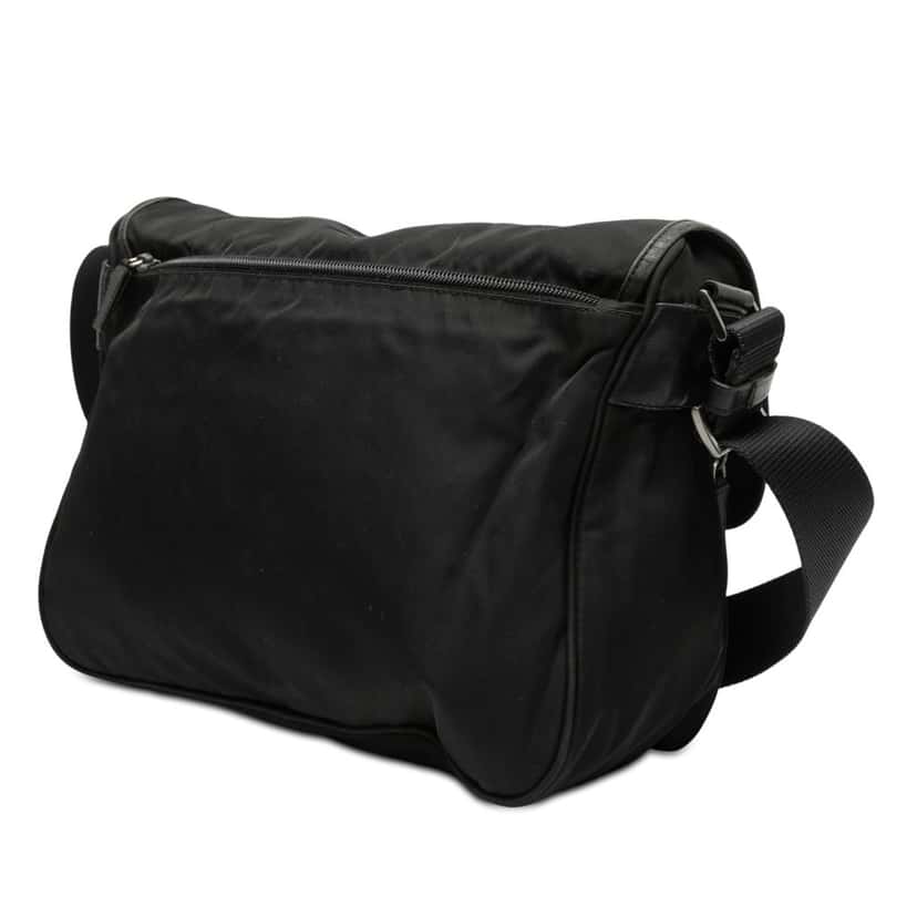 Prada Tessuto Double Buckle Messenger Bag Black Very good condition - Back View