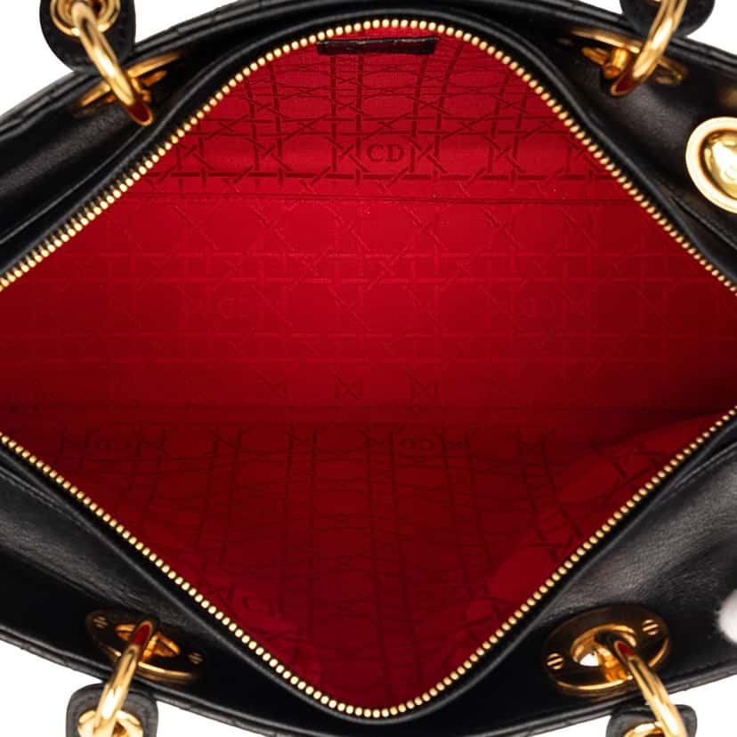 Dior Large Lambskin Cannage Lady Dior Black Leather Very good condition - Model View