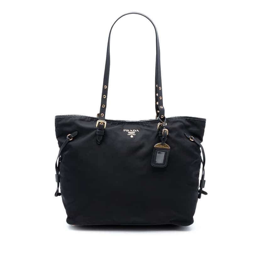 Prada Saffiano Trimmed Tessuto Tote