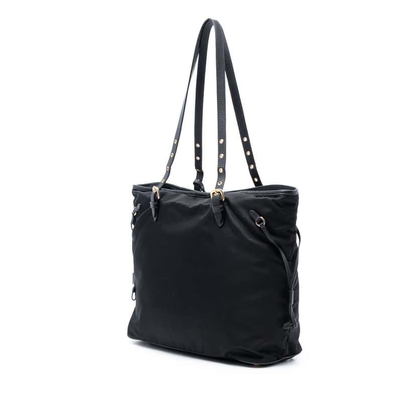Prada Saffiano Trimmed Tessuto Tote Black Very good condition - Back View