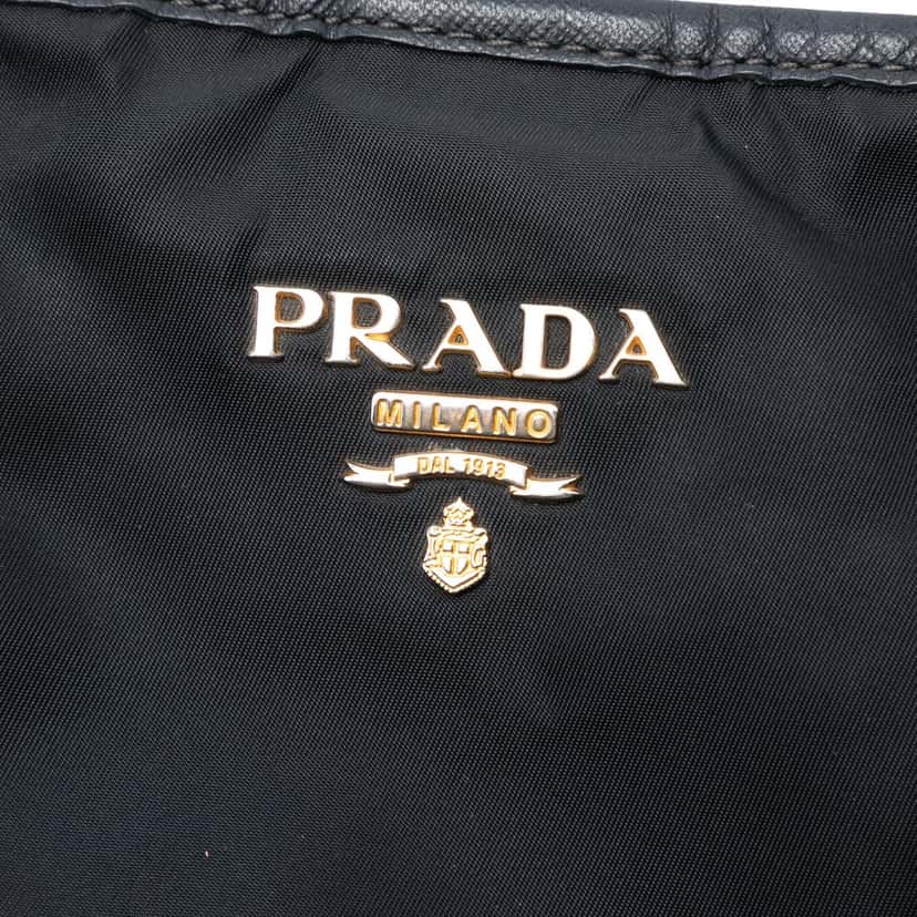 Prada Saffiano Trimmed Tessuto Tote Black Very good condition - Box View