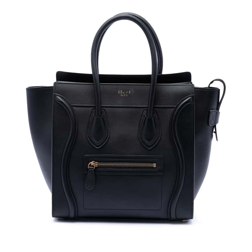 Celine Micro Smooth Calfskin Luggage Tote Black Leather Very good condition - Front View