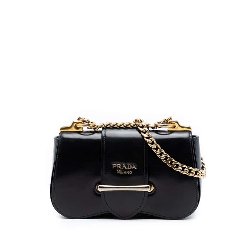 Prada City Calf Sidonie Crossbody Black Leather Very good condition - Front View