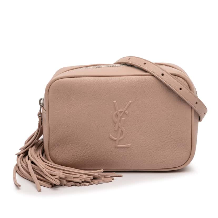 Saint Laurent Grained Calfskin Monogram Lou Tassel Belt Bag Pink Leather Very good condition - Front View