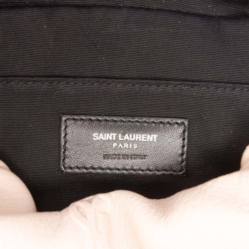 Saint Laurent Grained Calfskin Monogram Lou Tassel Belt Bag Pink Leather Very good condition - Box View