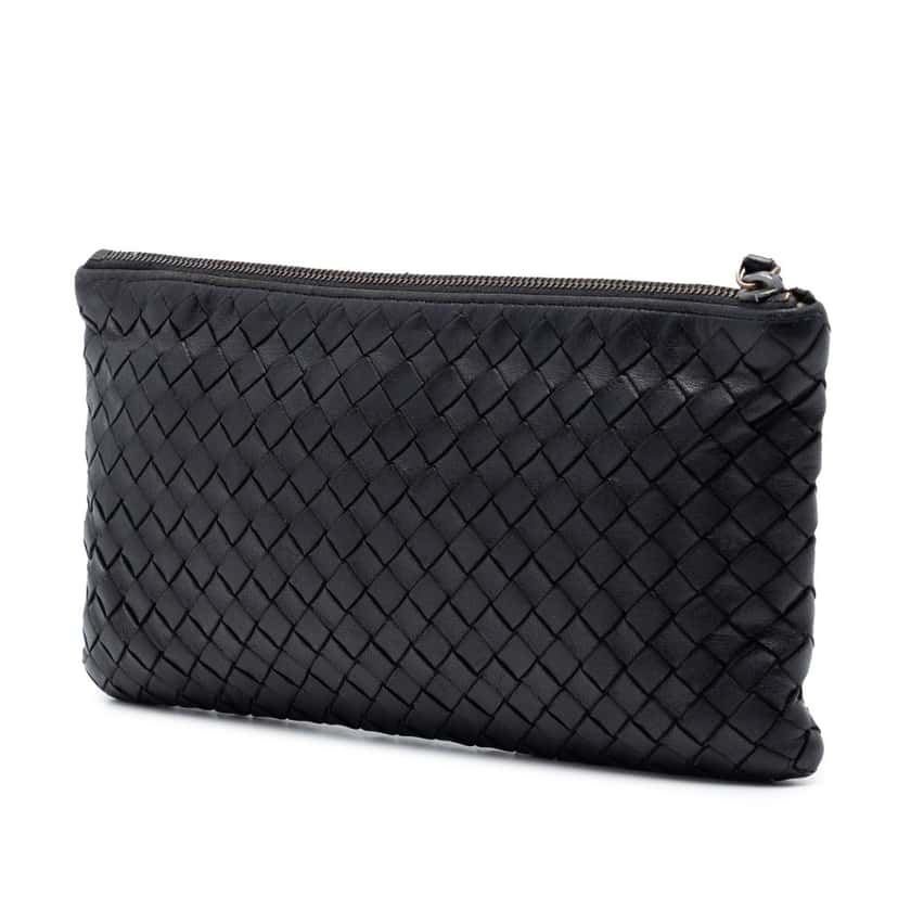 Bottega Veneta Nappa Intrecciato Zip Pouch Black Leather Very good condition - Back View