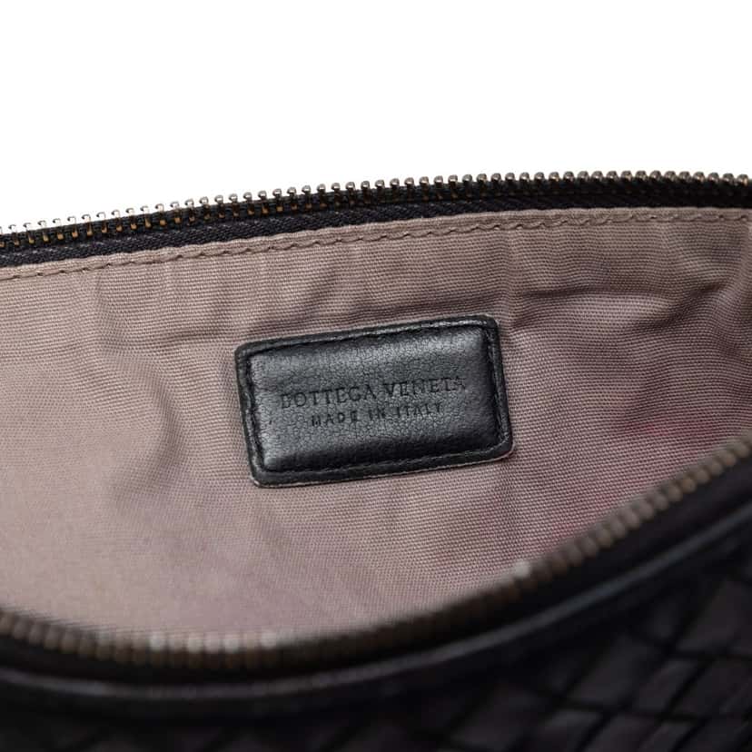 Bottega Veneta Nappa Intrecciato Zip Pouch Black Leather Very good condition - Box View