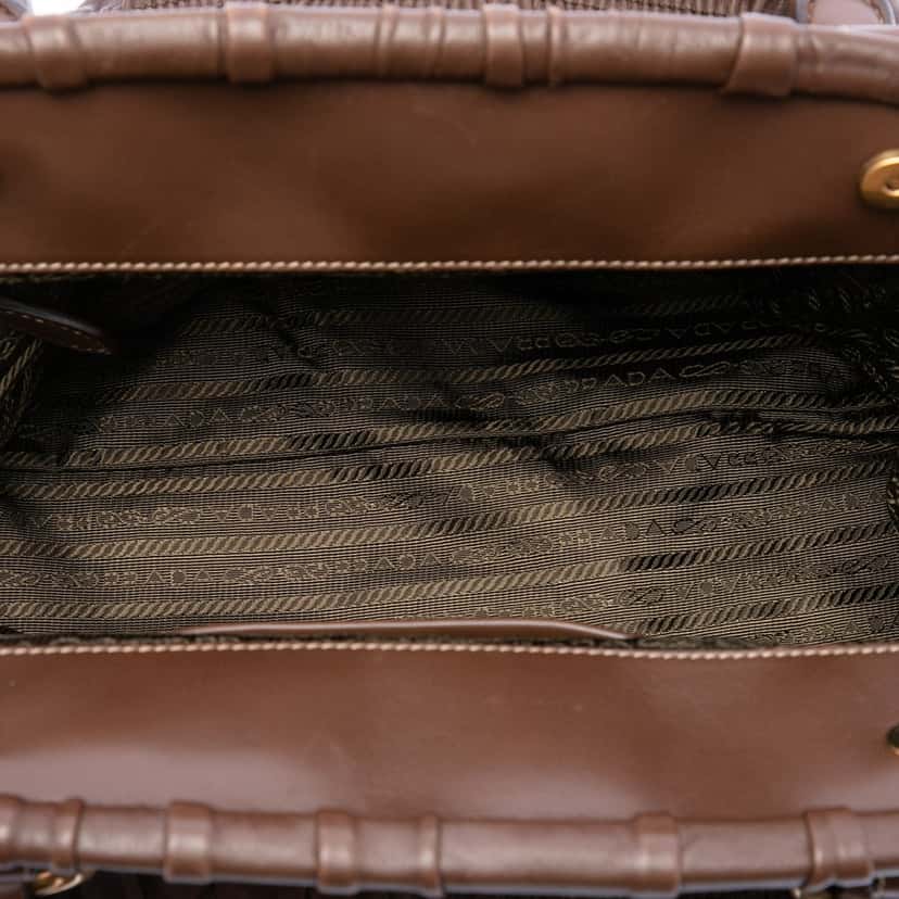 Prada Nappa Gaufre and Tessuto Tote Brown Leather Very good condition - Model View