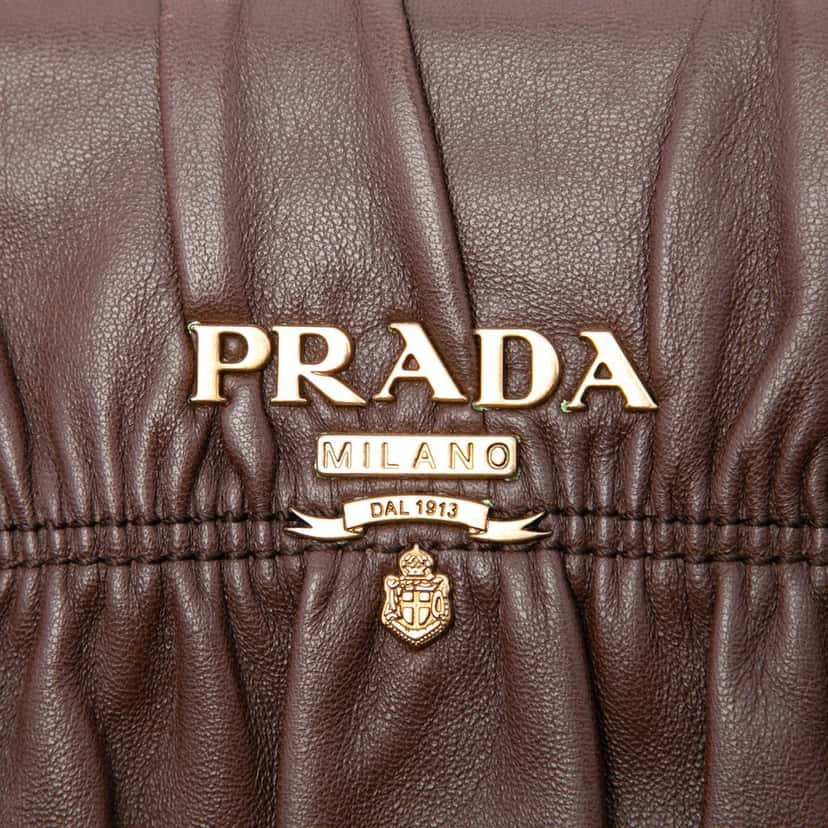 Prada Nappa Gaufre and Tessuto Tote Brown Leather Very good condition - Box View
