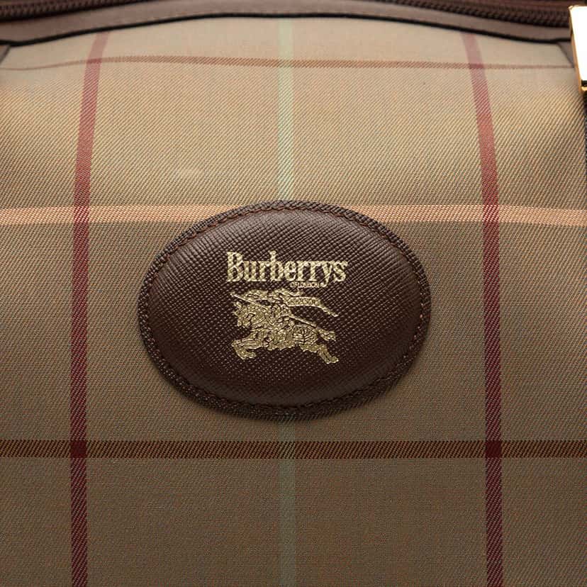 Burberry Vintage Check Canvas Boston Bag Brown Very good condition - Box View