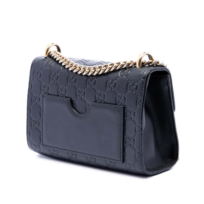 Gucci Small Guccissima Padlock Crossbody Black Leather Very good condition - Back View