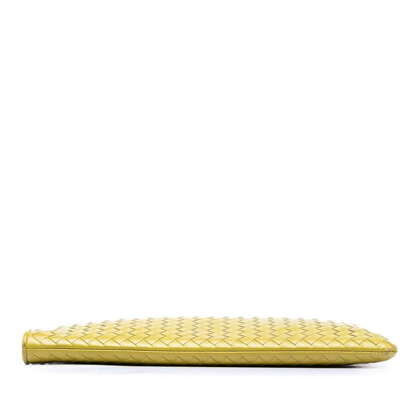 Bottega Veneta Large Nappa Intrecciato Zip Pouch Yellow Leather Very good condition - Inside View