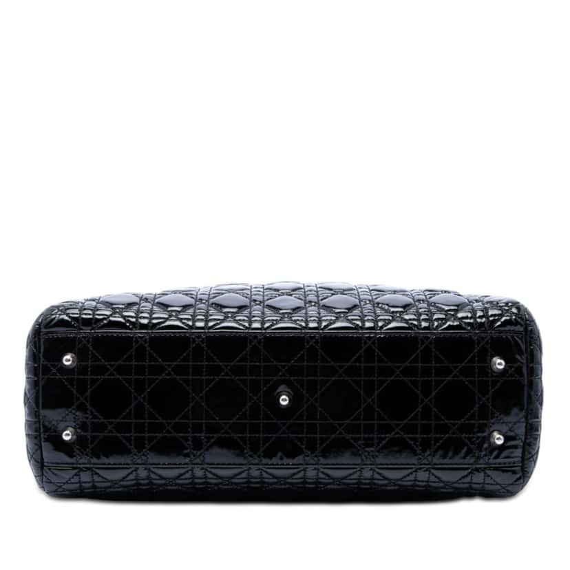 Dior Large Patent Cannage Lady Dior Soft Shopping Tote Black Leather Very good condition - Inside View