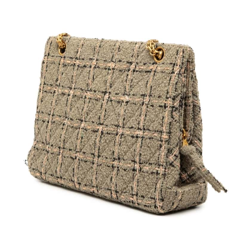 Chanel Multicolor Tweed and Leather Quadrato Box Shoulder Bag Beige Very good condition - Back View