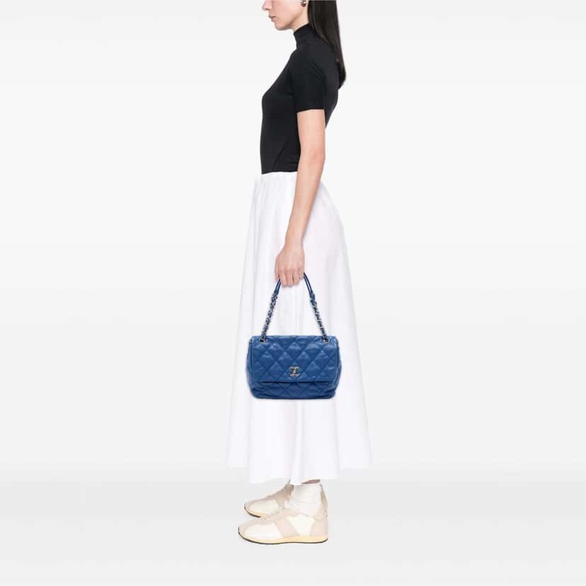 Chanel Small Quilted Calfskin Love Me Tender Flap Blue Leather Very good condition - Box View
