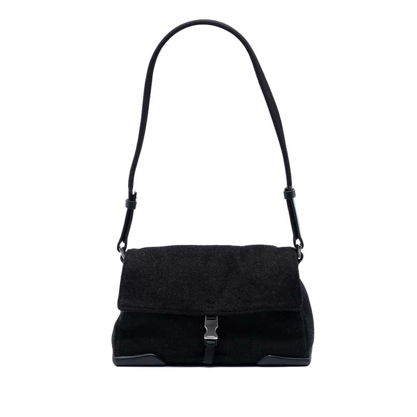 Prada Wool Sports Line Shoulder Bag Black Very good condition - Front View