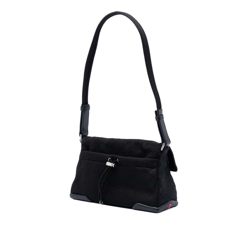 Prada Wool Sports Line Shoulder Bag Black Very good condition - Back View