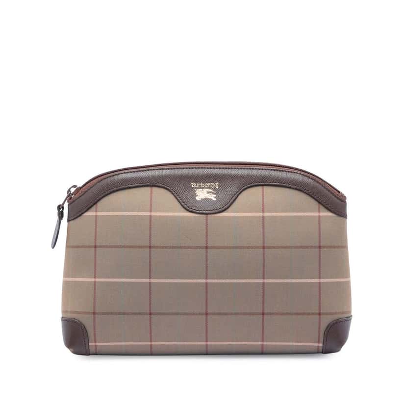 Burberry Vintage Check Canvas Clutch Brown Very good condition - Front View