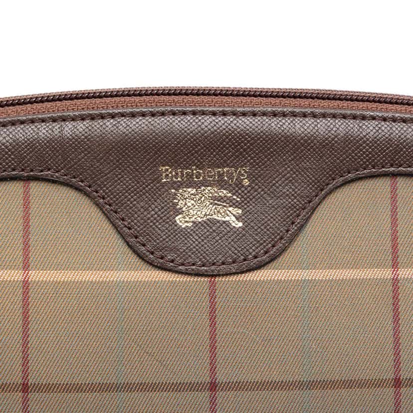 Burberry Vintage Check Canvas Clutch Brown Very good condition - Box View
