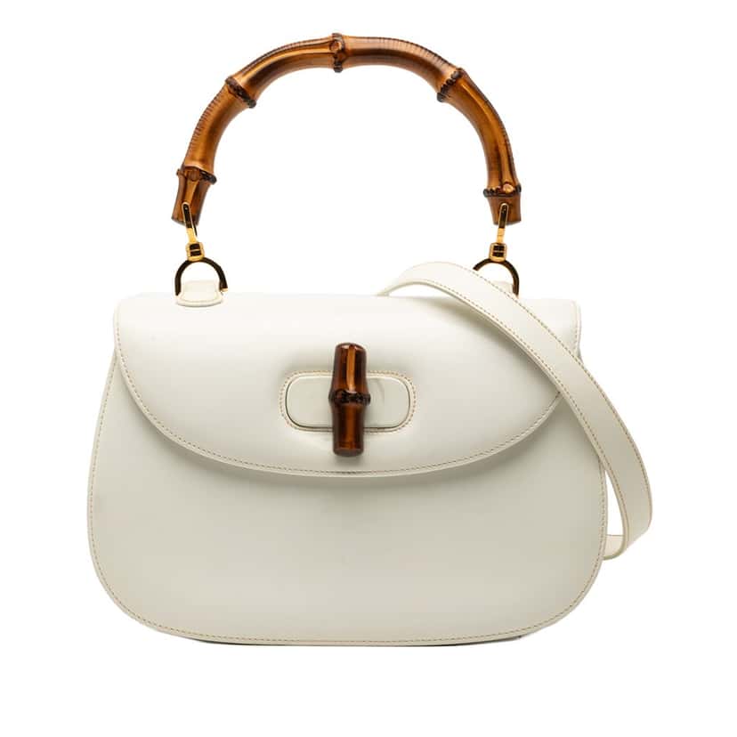 Gucci Calfskin Bamboo Night White Leather Very good condition - Front View