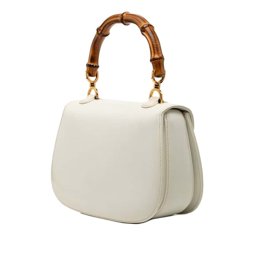 Gucci Calfskin Bamboo Night White Leather Very good condition - Back View