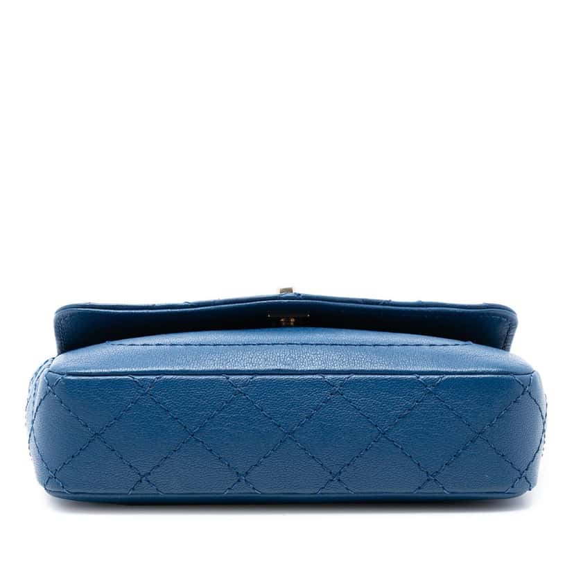 Chanel Mini Quilted Goatskin Coco Curve Flap Blue Leather Never worn, with tag - Inside View