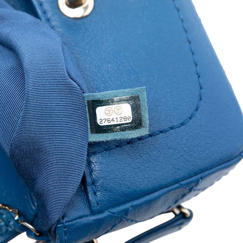 Chanel Mini Quilted Goatskin Coco Curve Flap Blue Leather Never worn, with tag - Box View