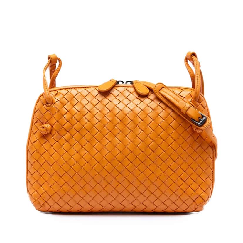 Bottega Veneta Nappa Intrecciato Nodini Crossbody Orange Leather Very good condition - Front View