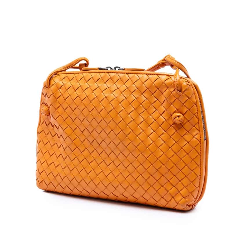 Bottega Veneta Nappa Intrecciato Nodini Crossbody Orange Leather Very good condition - Back View