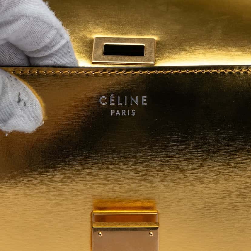 Celine Medium Calfskin Classic Box Gold Leather Very good condition - Box View