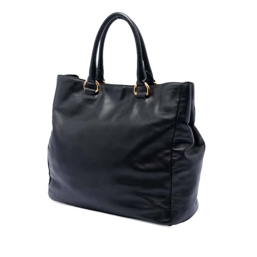 Prada Soft Calfskin Convertible Shopping Tote Black Leather Very good condition - Back View