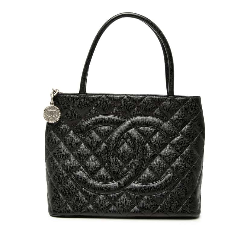 Chanel Caviar Medallion Tote Black Leather Very good condition - Front View