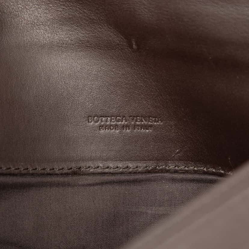Bottega Veneta Intrecciato Trimmed Leather Clutch Brown Leather Very good condition - Box View