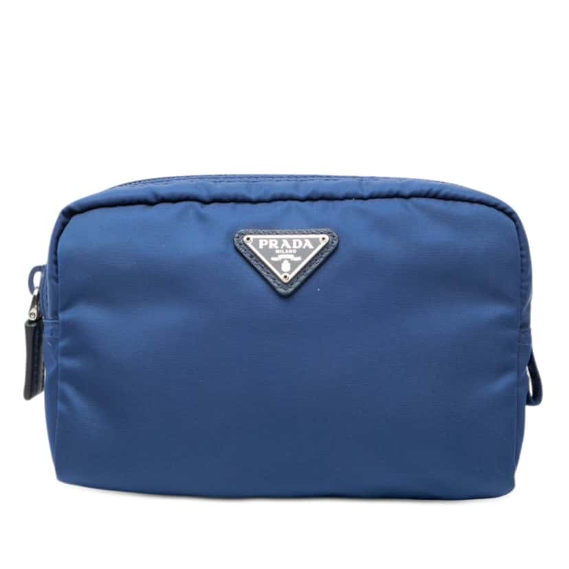Prada Tessuto Cosmetic Pouch Blue Very good condition - Front View