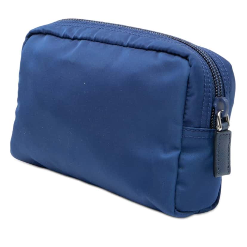 Prada Tessuto Cosmetic Pouch Blue Very good condition - Back View