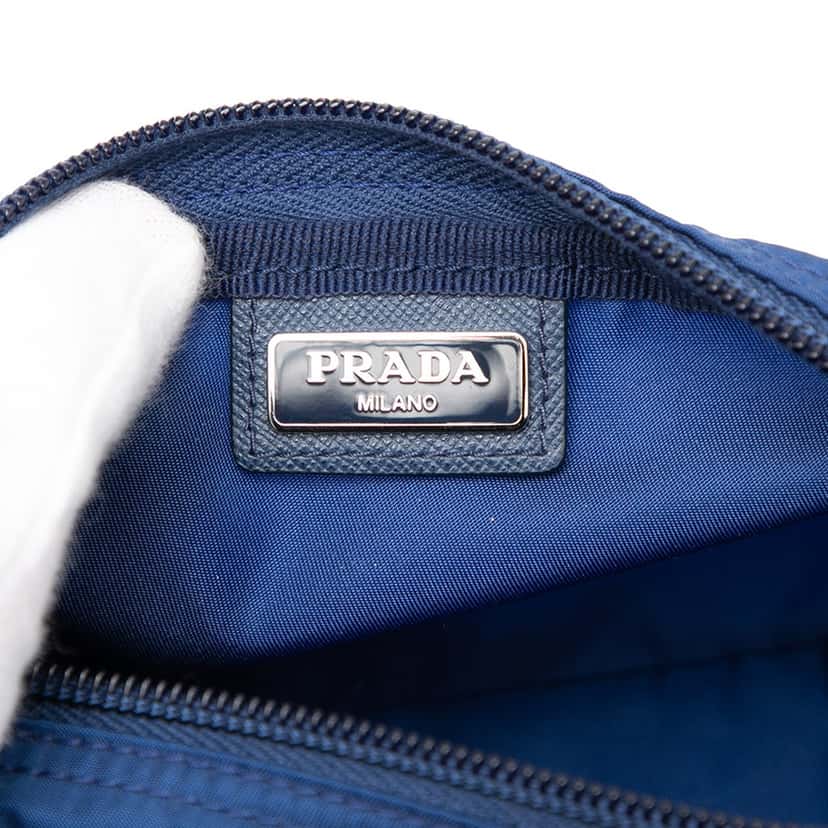 Prada Tessuto Cosmetic Pouch Blue Very good condition - Box View