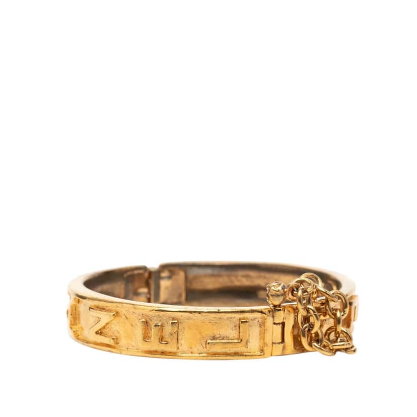 Chanel Gold Plated Logo Bangle Bracelet Gold Metal Very good condition - Back View