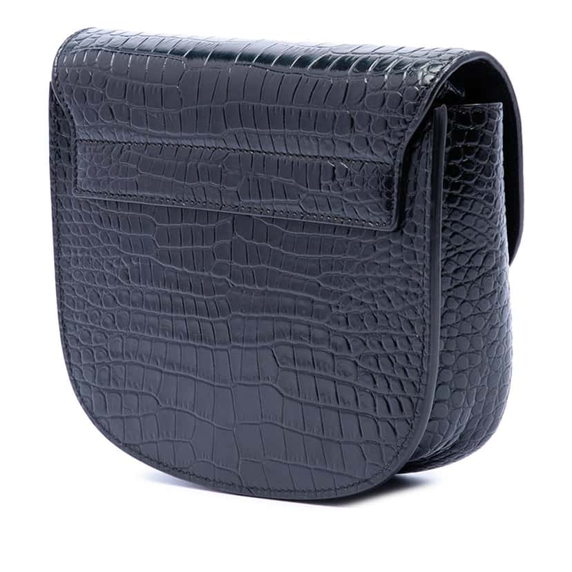 Saint Laurent Small Croc Embossed Monogram Kaia Crossbody Black Leather Very good condition - Back View