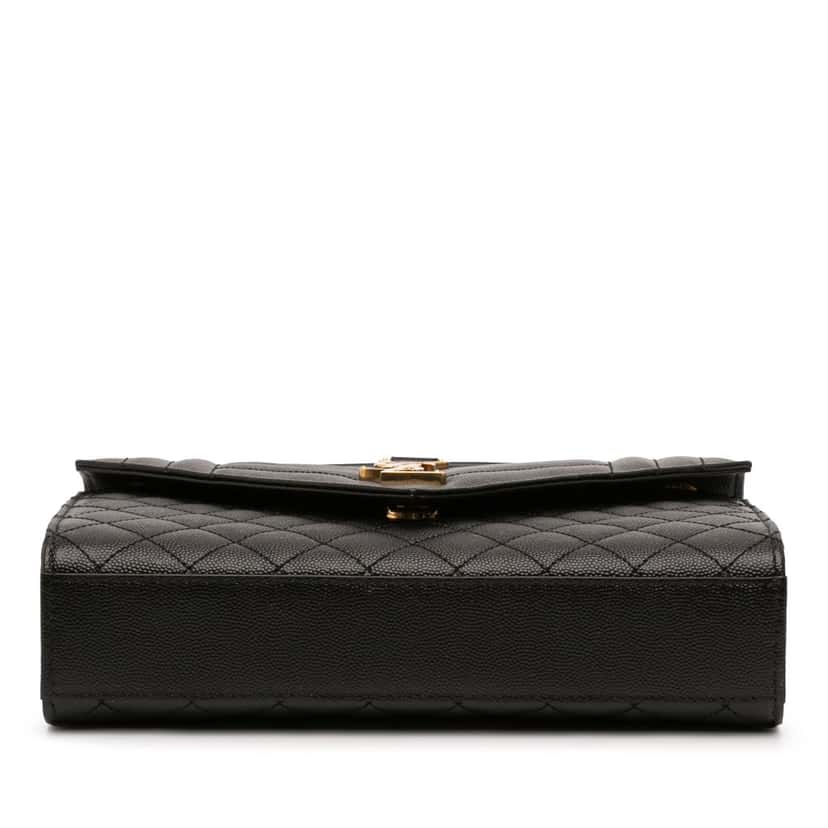 Saint Laurent Medium Grain De Poudre Triquilt Monogram Envelope Bag Black Leather Very good condition - Inside View
