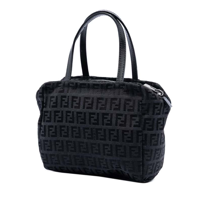 Fendi Zucchino Canvas Handbag Black Very good condition - Back View